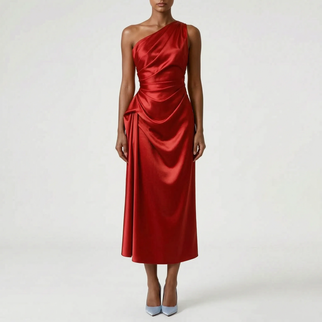 Women's Graduation Dress One Shoulder | Ruched Midi