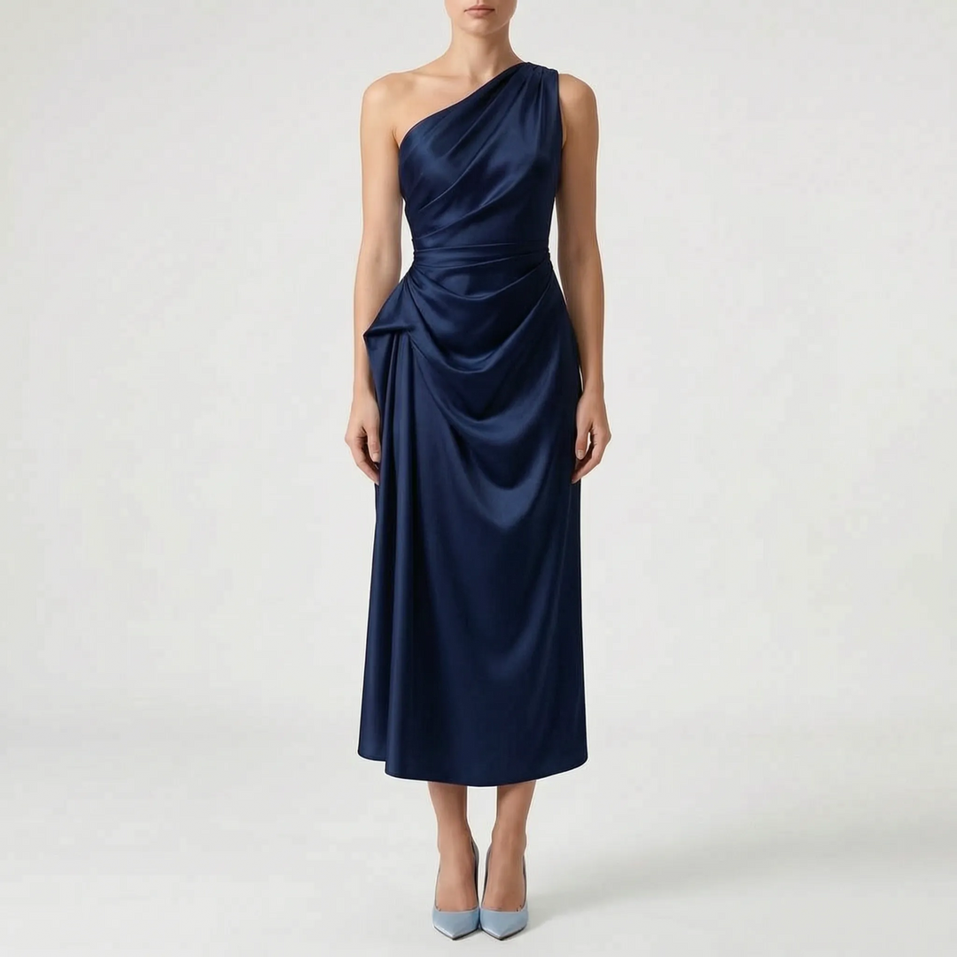 Women's Graduation Dress One Shoulder | Ruched Midi