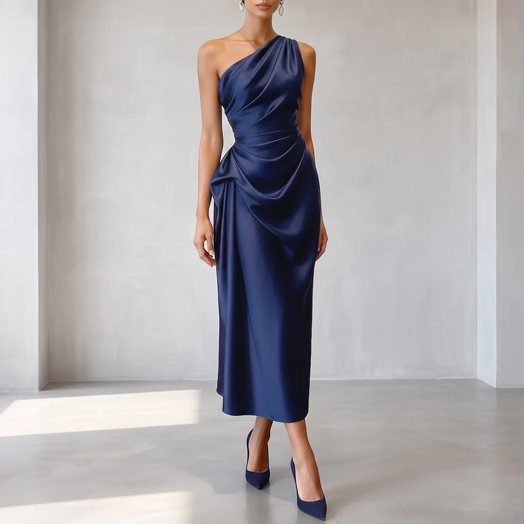 Women's Graduation Dress One Shoulder | Ruched Midi