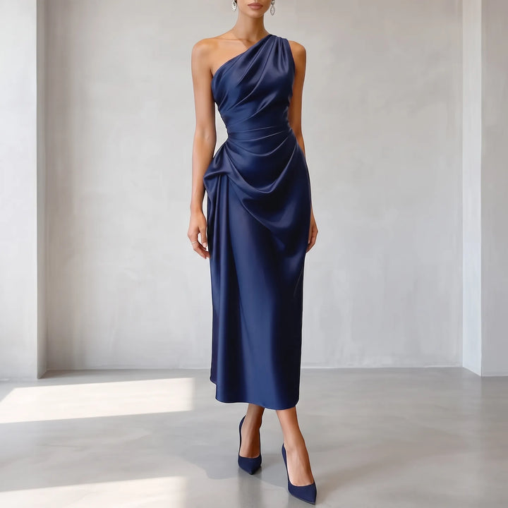 Women's Graduation Dress One Shoulder | Ruched Midi