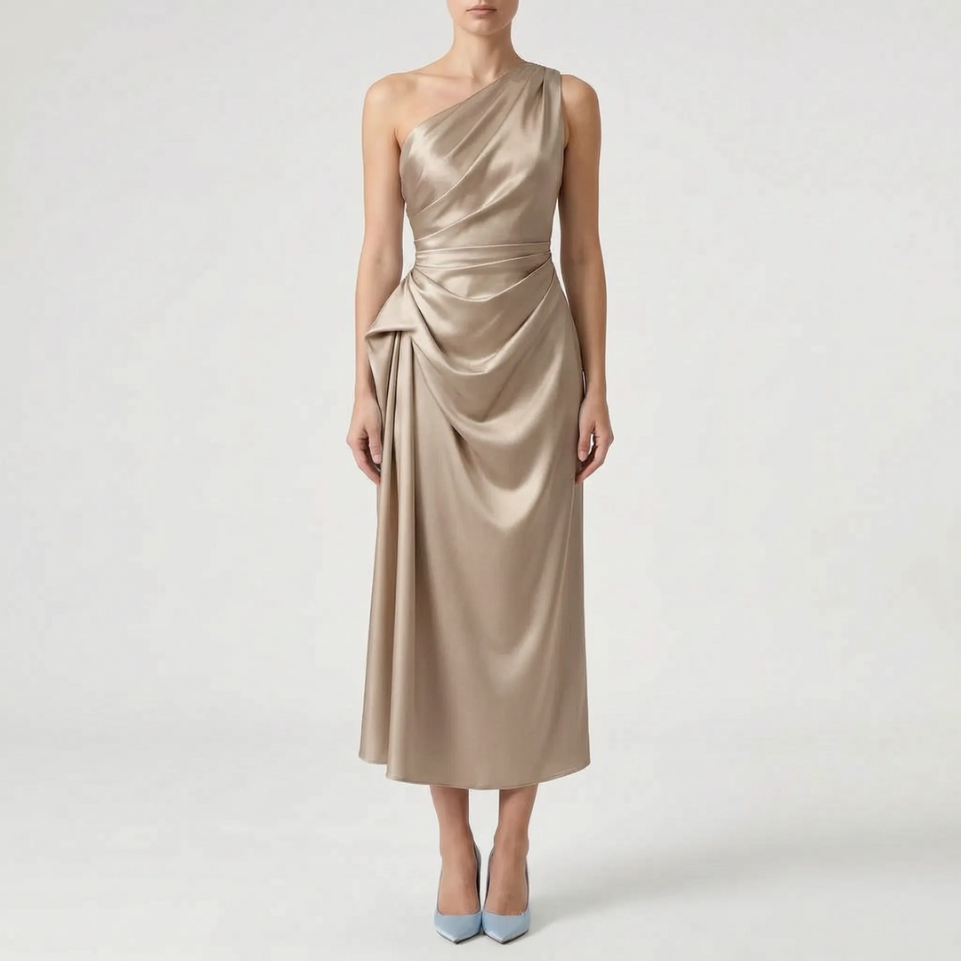 Women's Graduation Dress One Shoulder | Ruched Midi