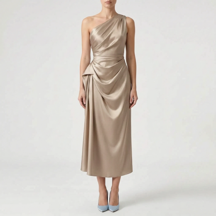 Women's Graduation Dress One Shoulder | Ruched Midi