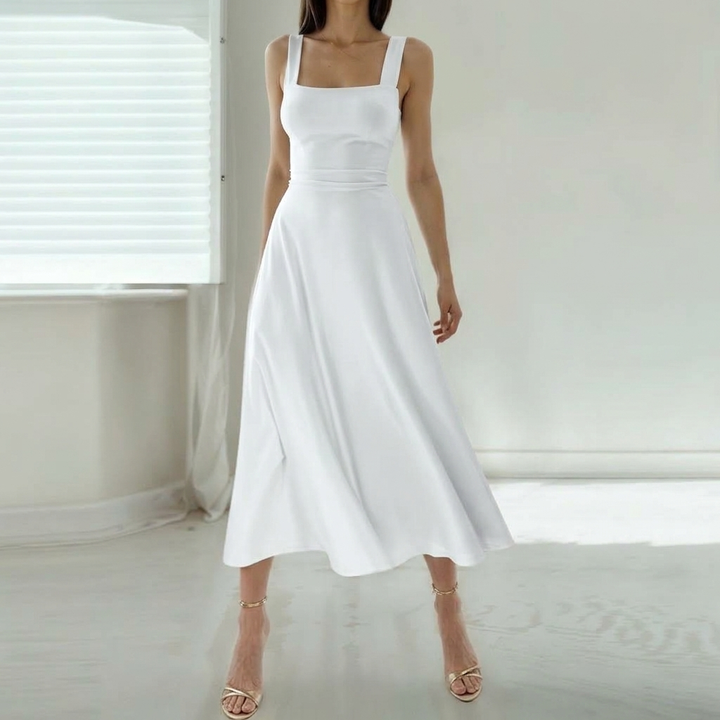Women's Graduation Dress Square Neck | A-Line Midi