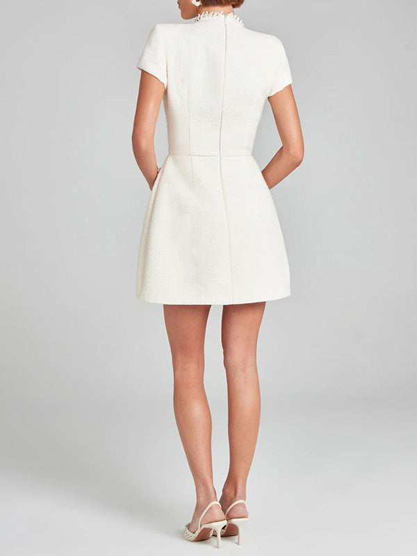 Women’s Graduation Dress with Beaded Trim & Pockets | Mini