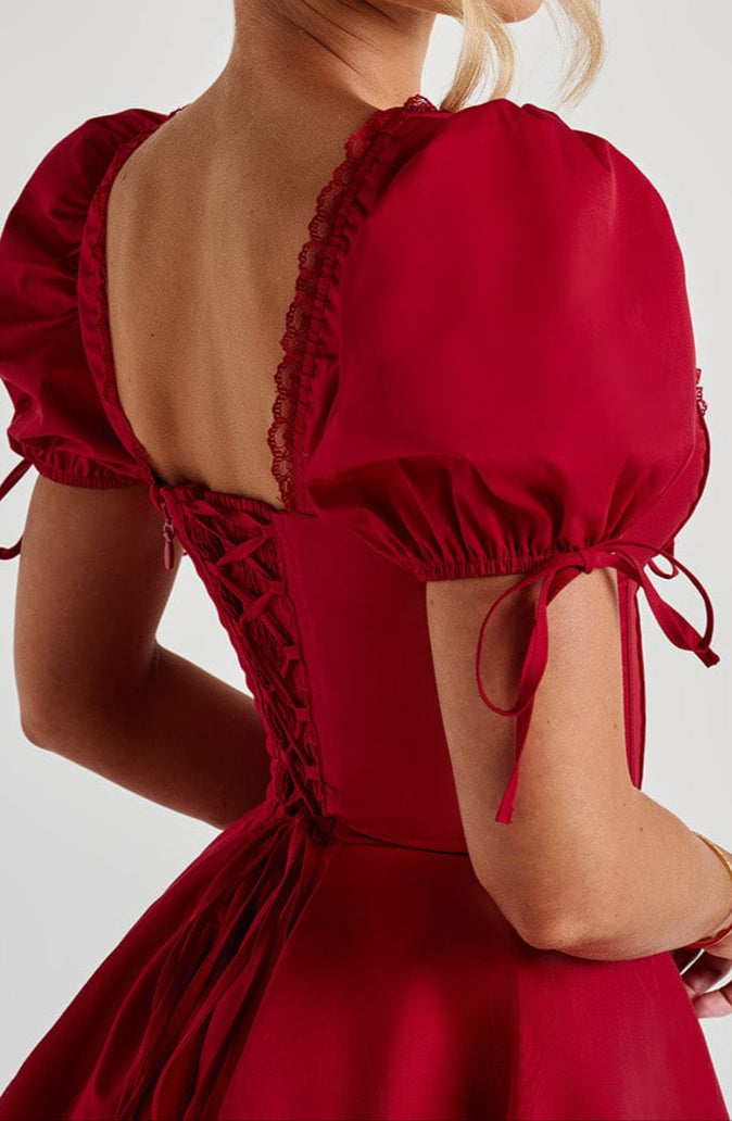 Women's Graduation Dress with Corset & Puff Sleeve | Mini