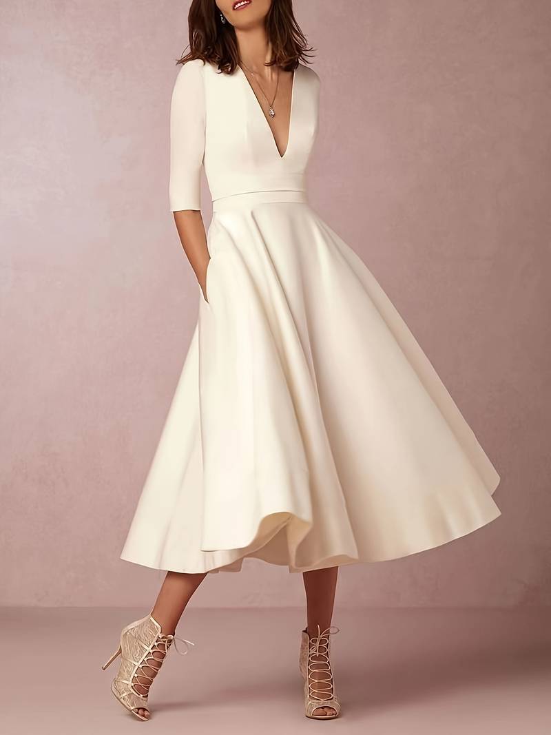 Women's Graduation Dress with Full Skirt | Midi