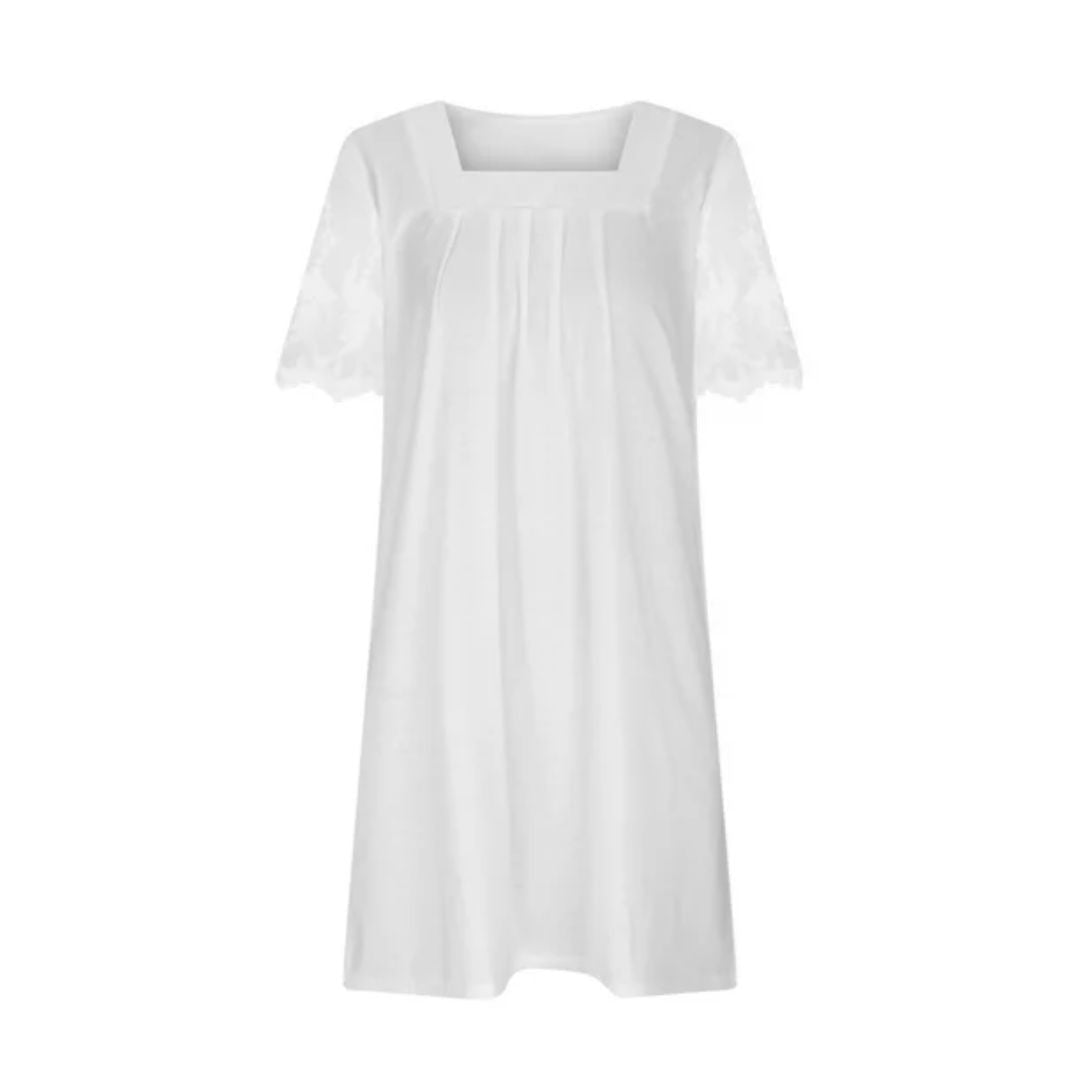 Women's Graduation Dress with Sheer Sleeve & Square Neck | Mini
