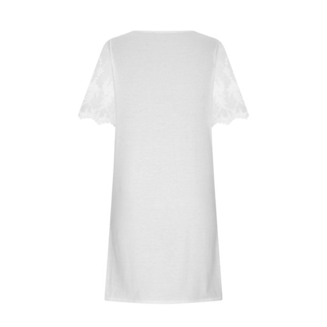 Women's Graduation Dress with Sheer Sleeve & Square Neck | Mini