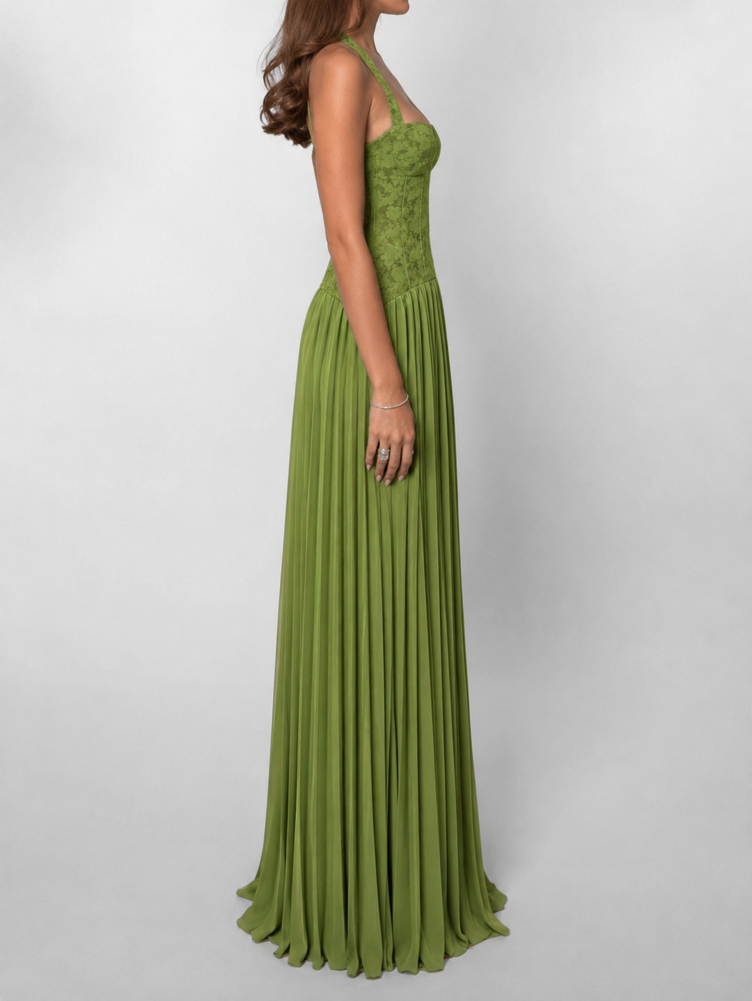 Women's Halter Neck Dress Corset with Lace Up Back | Maxi