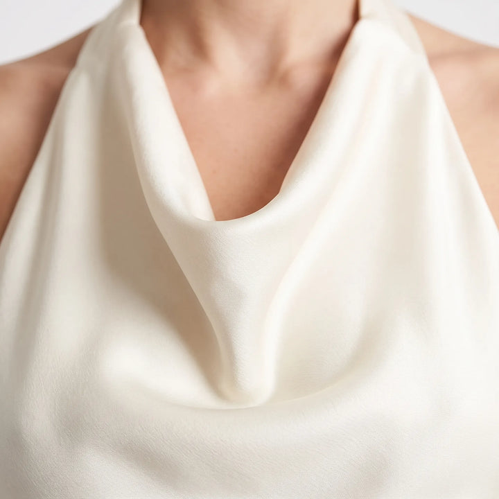 Women's Halter Neck Dress with Cowl & Open Back | Mini