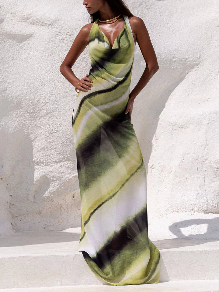 Women's Halter Neck Dress with Open Back | Maxi