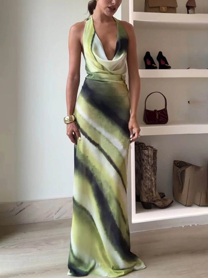 Women's Halter Neck Dress with Open Back | Maxi