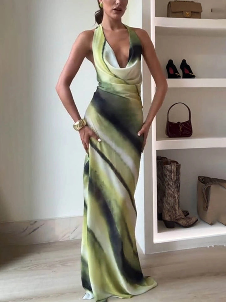 Women's Halter Neck Dress with Open Back | Maxi