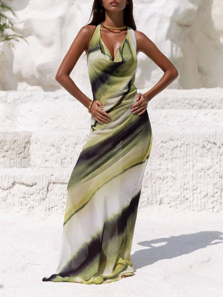 Women's Halter Neck Dress with Open Back | Maxi