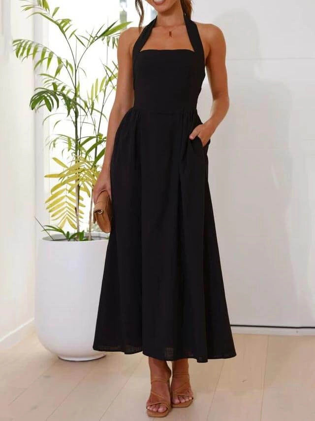 Women's Halter Neck Dress with Pockets | Formal