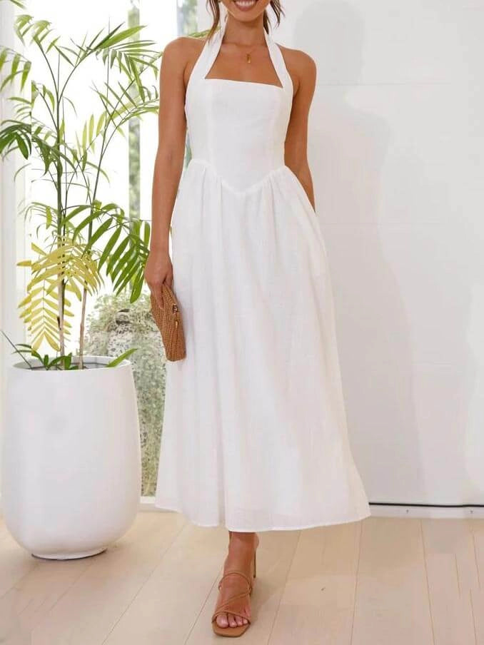 Women's Halter Neck Dress with Pockets | Formal