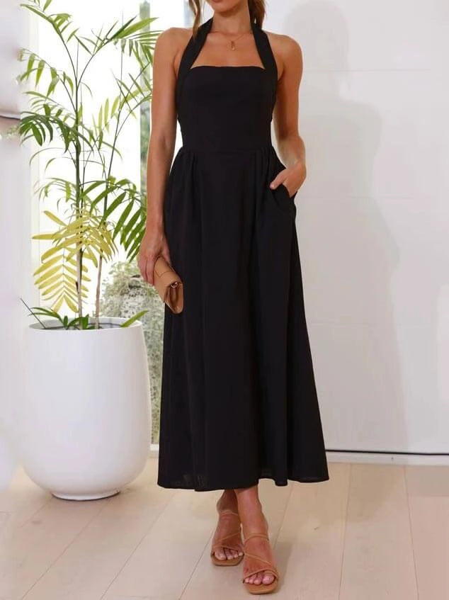 Women's Halter Neck Dress with Pockets | Formal