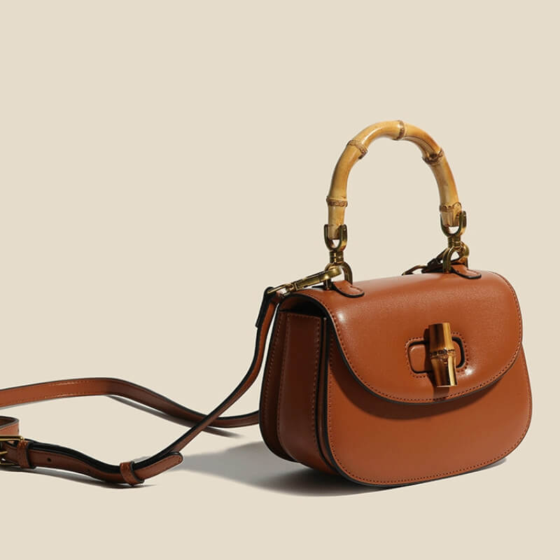 Women's Handbag with Curved Top Handle | Saddle