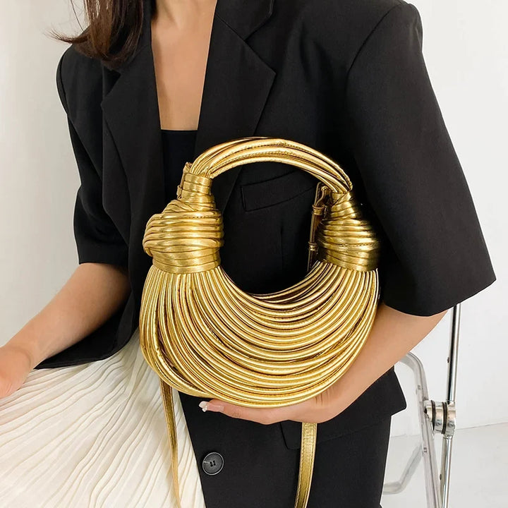 Women's Handbag with Knot Handle | Crescent Bag
