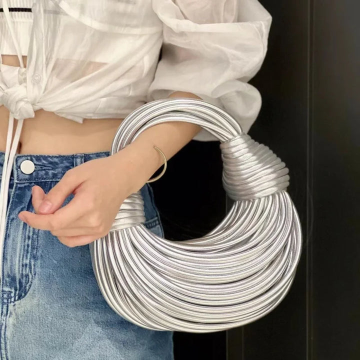 Women's Handbag with Knot Handle | Crescent Bag