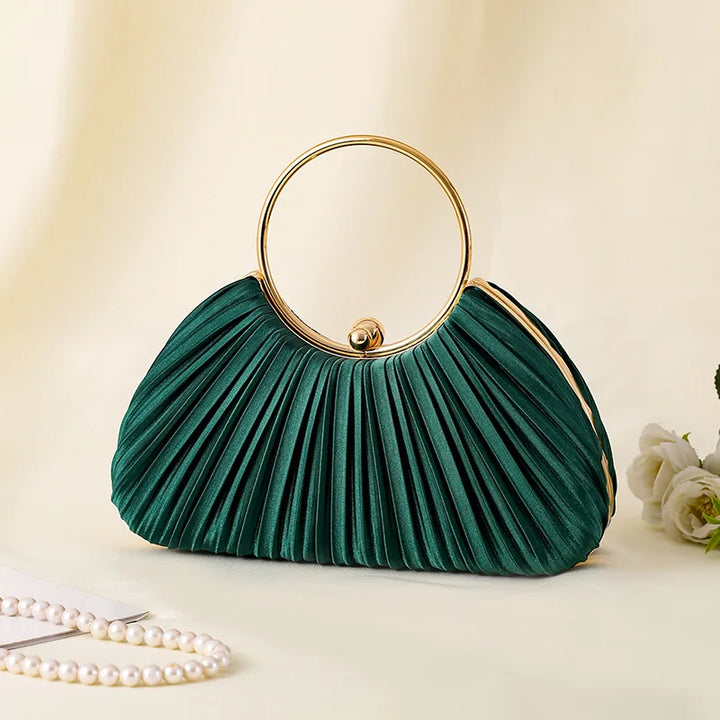 Women's Handbag with Pleated Design | Ring Handle