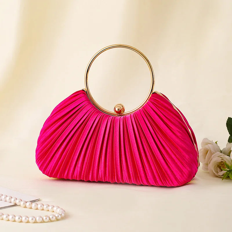 Women's Handbag with Pleated Design | Ring Handle