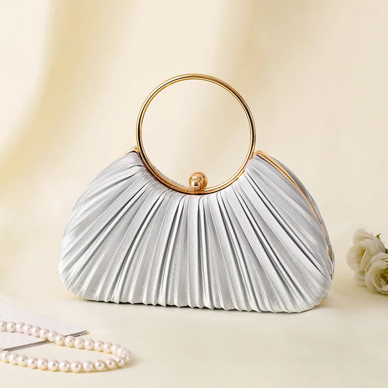 Women's Handbag with Pleated Design | Ring Handle