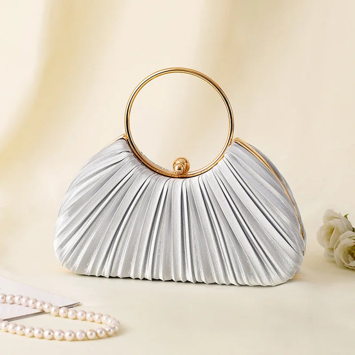Women's Handbag with Pleated Design | Ring Handle