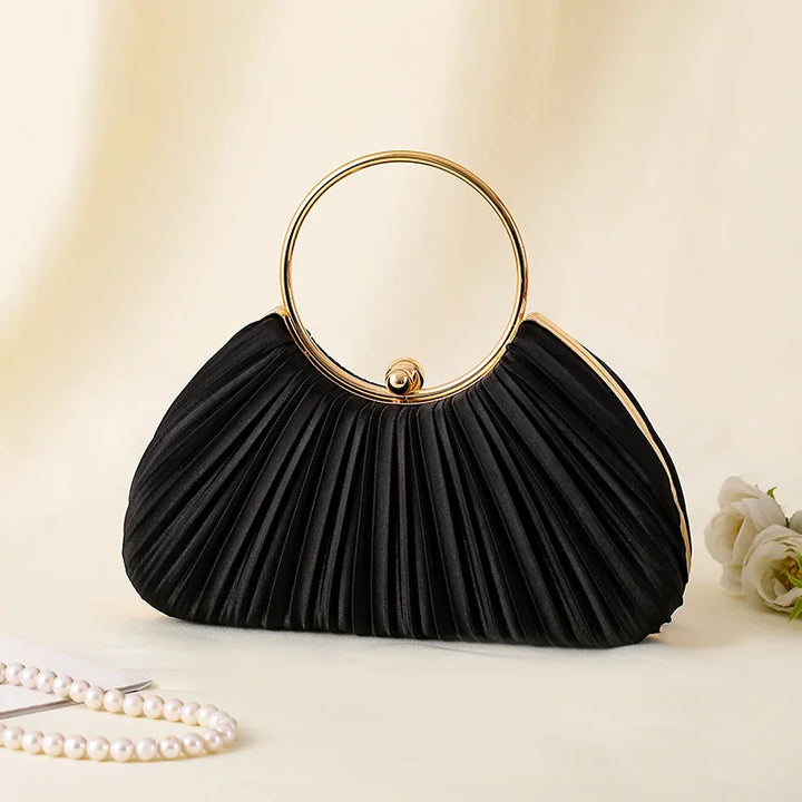 Women's Handbag with Pleated Design | Ring Handle