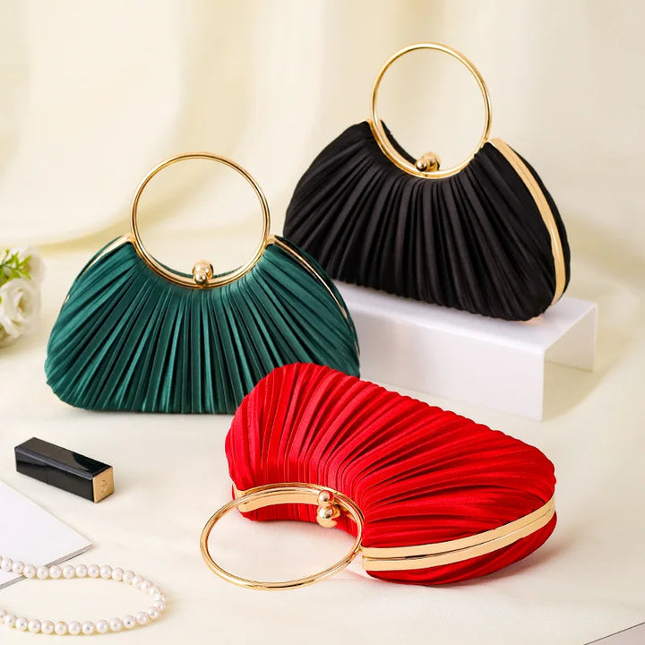 Women's Handbag with Pleated Design | Ring Handle