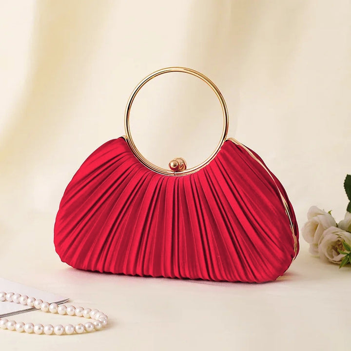 Women's Handbag with Pleated Design | Ring Handle