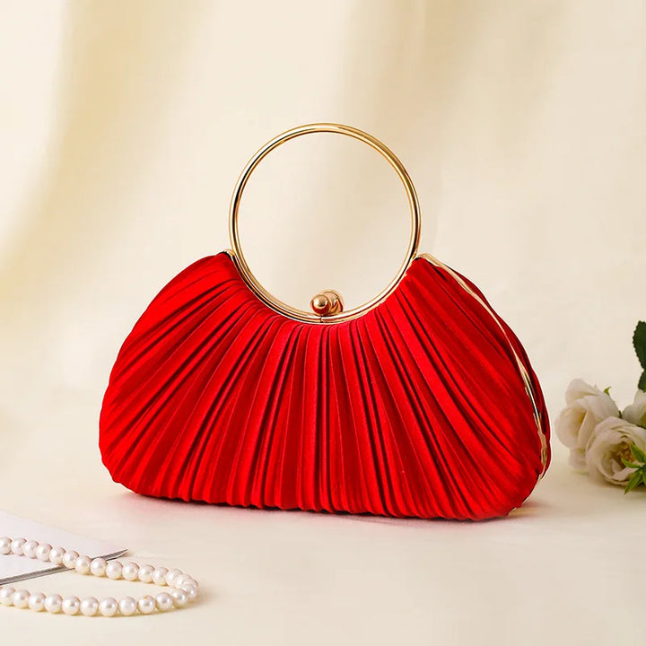 Women's Handbag with Pleated Design | Ring Handle