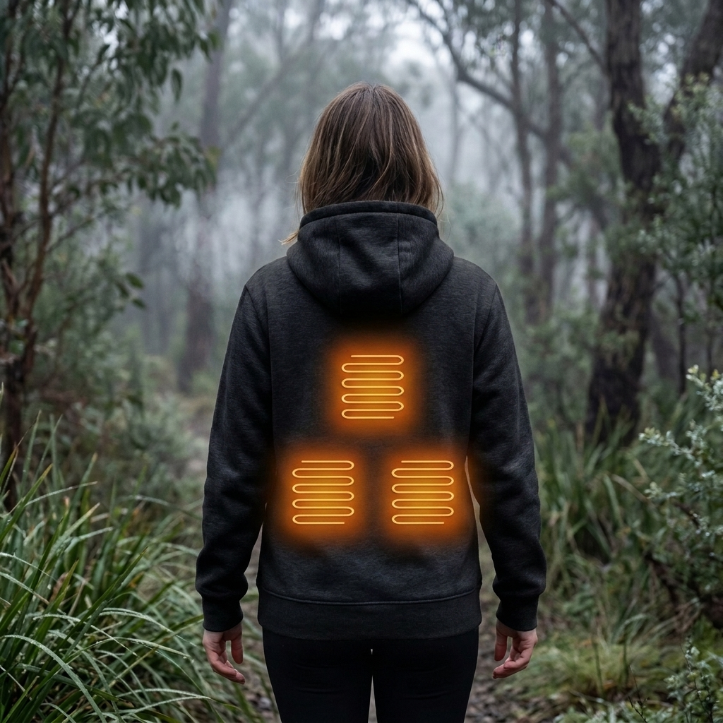 Women's Heated Jacket Hoodie Zip Up Kangaroo Pocket | Winter