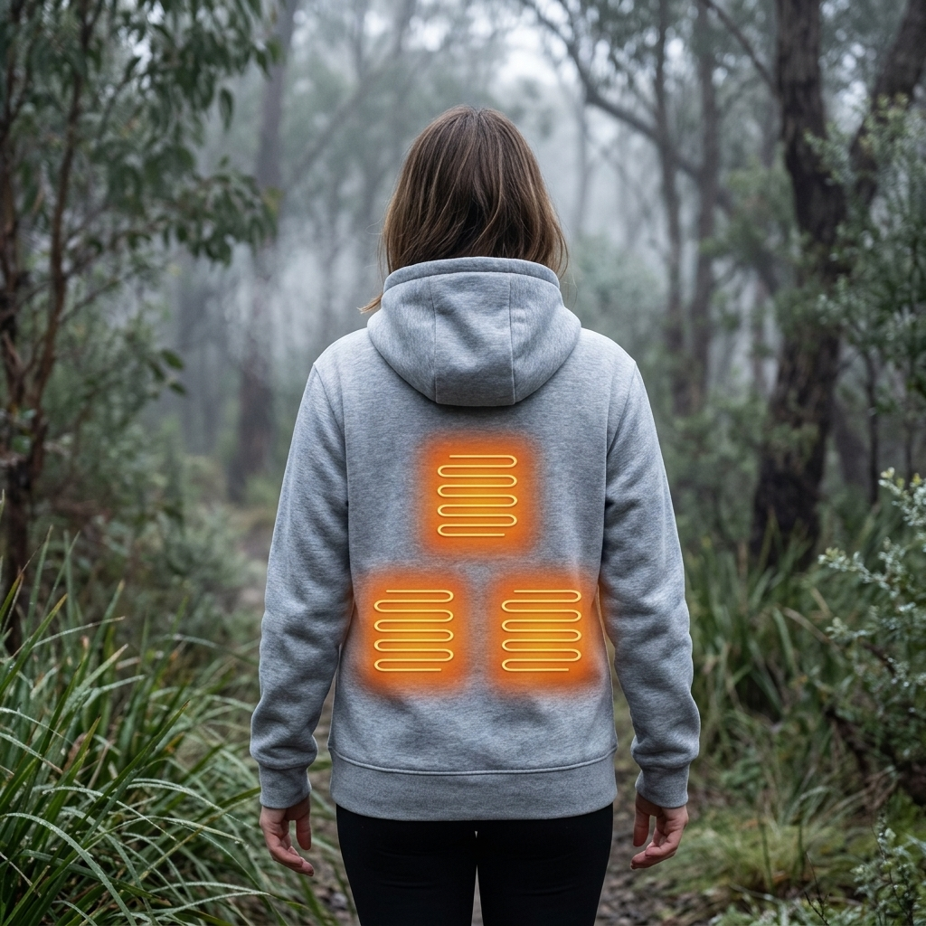 Women's Heated Jacket Hoodie Zip Up Kangaroo Pocket | Winter