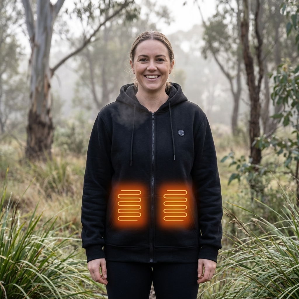 Women's Heated Jacket Hoodie Zip Up Kangaroo Pocket | Winter