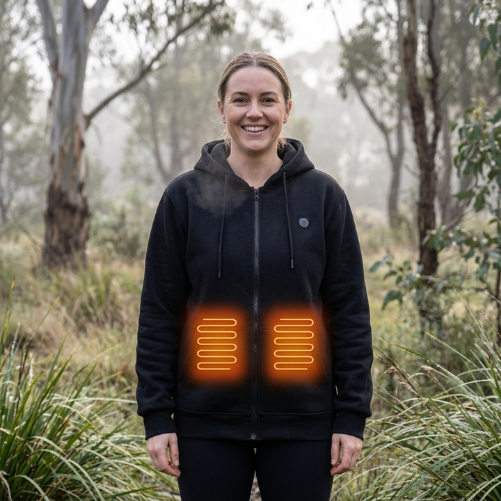 Women's Heated Jacket Hoodie Zip Up Kangaroo Pocket | Winter