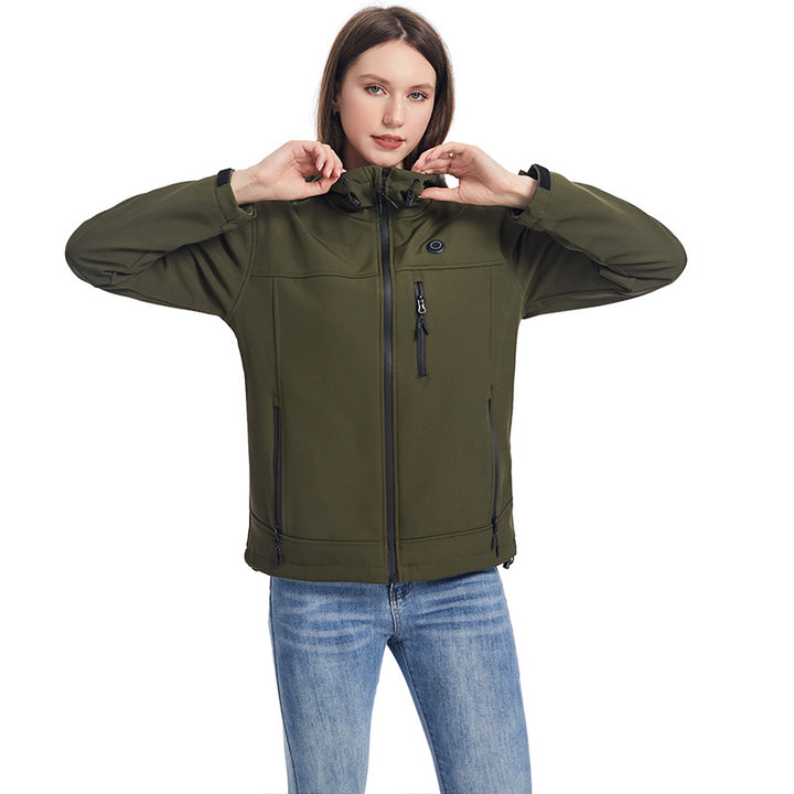 Women's Heated Jacket with Hood & Zip-up | Winter