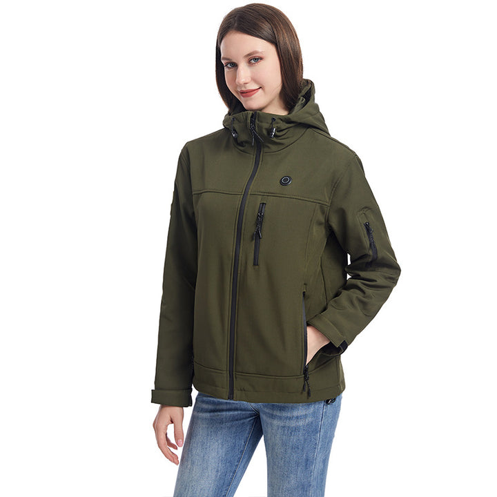 Women's Heated Jacket with Hood & Zip-up | Winter