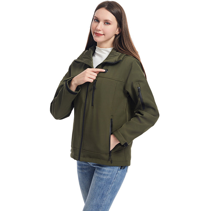 Women's Heated Jacket with Hood & Zip-up | Winter