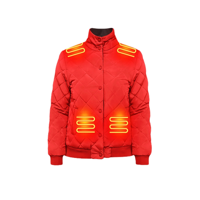 Women's Heated Jacket with Quilted Design & Stand Collar | Winter