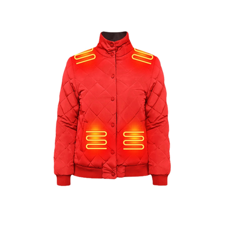 Women's Heated Jacket with Quilted Design & Stand Collar | Winter