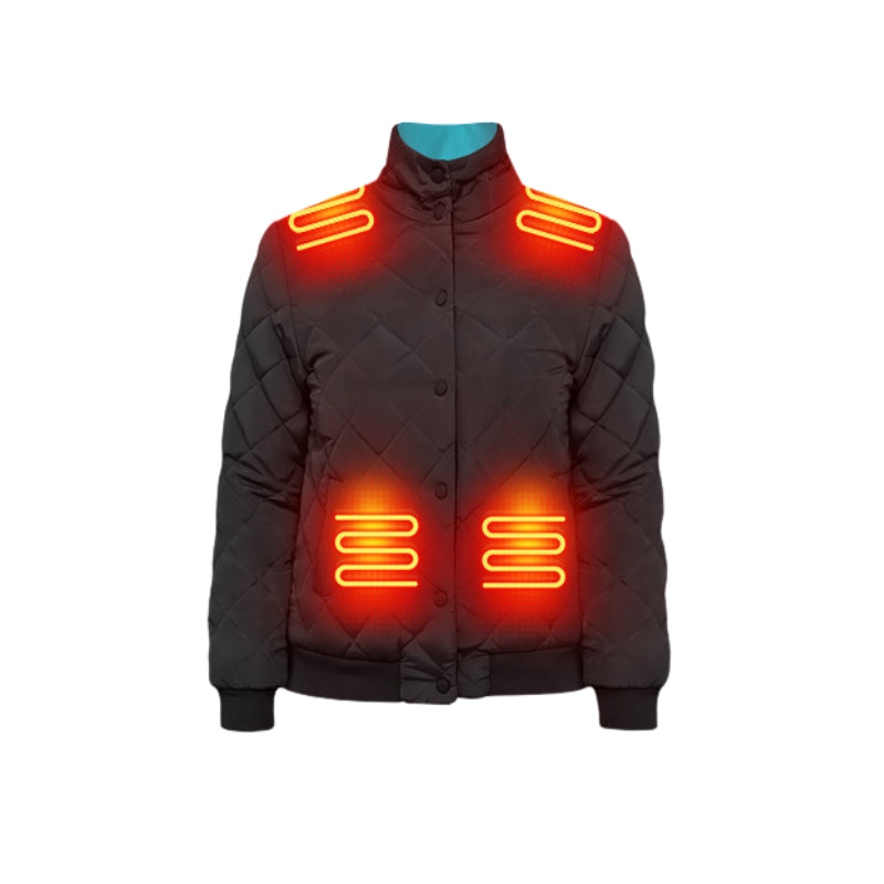 Women's Heated Jacket with Quilted Design & Stand Collar | Winter