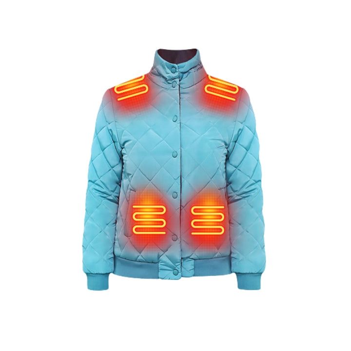 Women's Heated Jacket with Quilted Design & Stand Collar | Winter