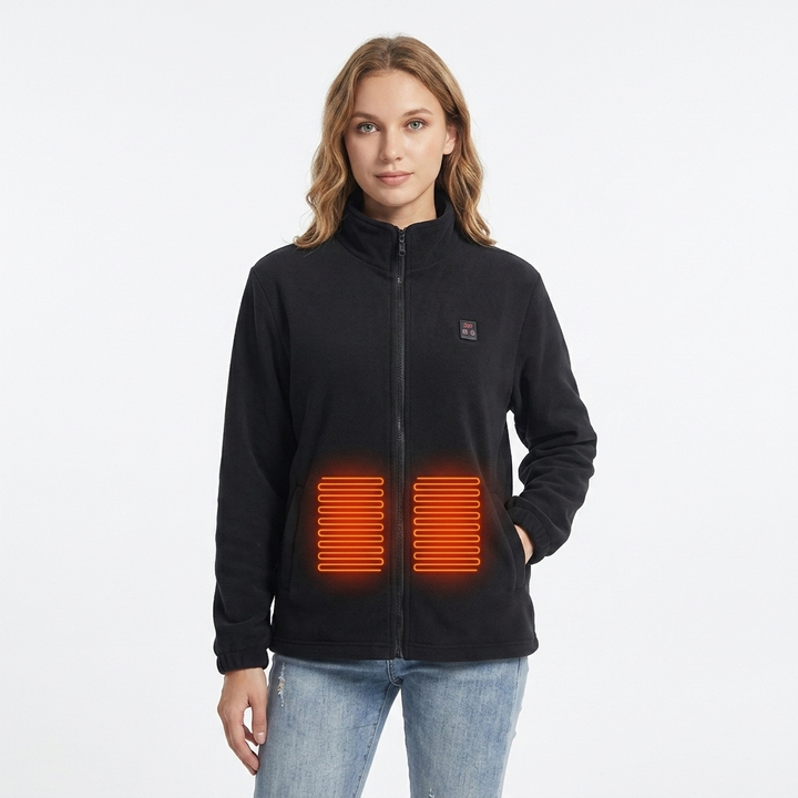 Women's Heated Jacket with Stand Collar & Zip Front | Outdoor