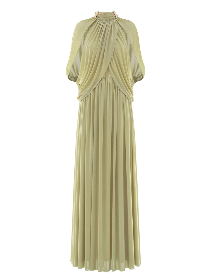 Women's High Neck Formal Dress with Cape Sleeve | Maxi