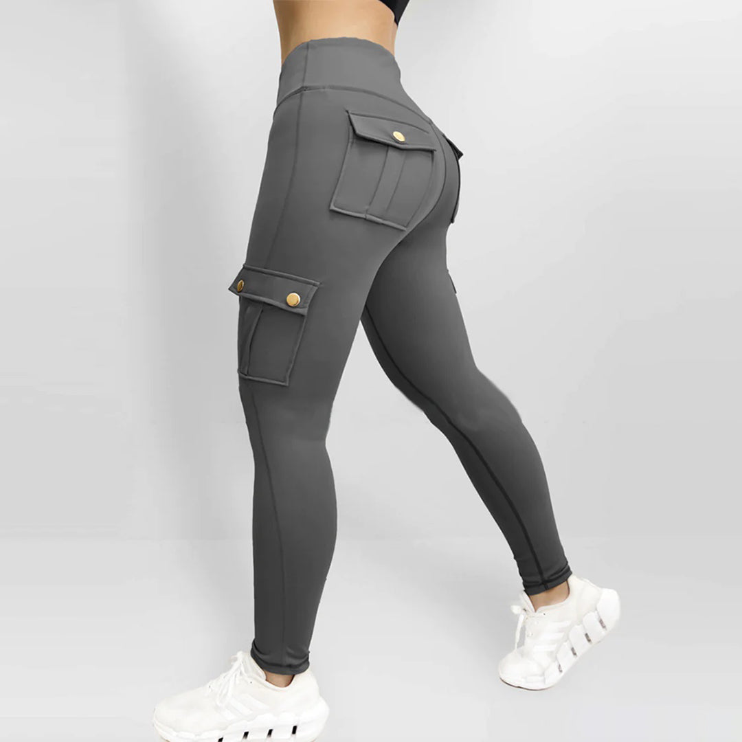 Women's High Waist Cargo Pants with Flap Pockets | Gym
