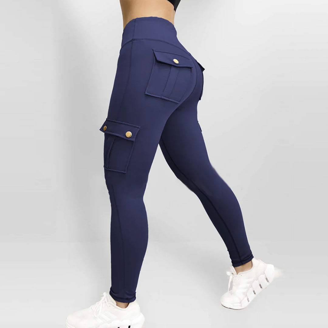 Women's High Waist Cargo Pants with Flap Pockets | Gym