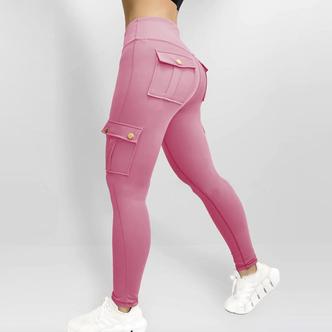 Women's High Waist Cargo Pants with Flap Pockets | Gym