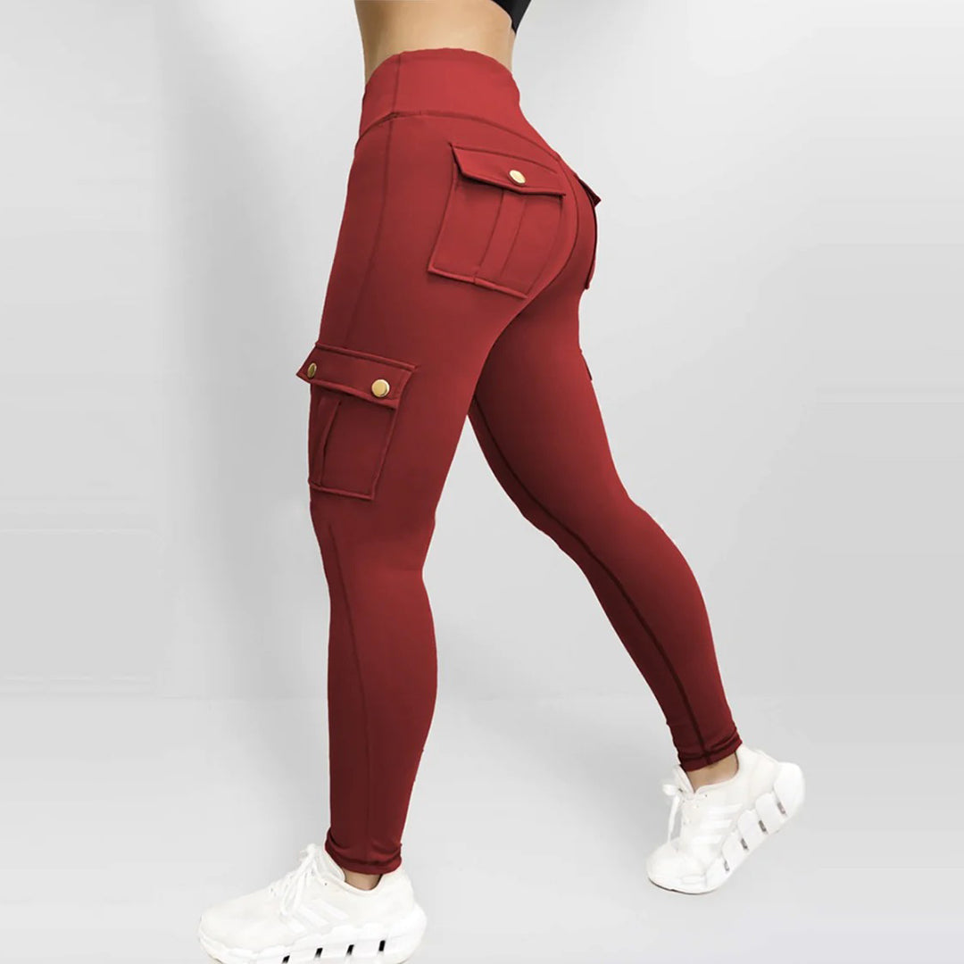 Women's High Waist Cargo Pants with Flap Pockets | Gym