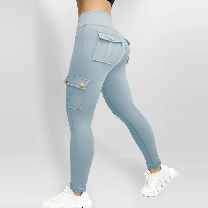 Women's High Waist Cargo Pants with Flap Pockets | Gym